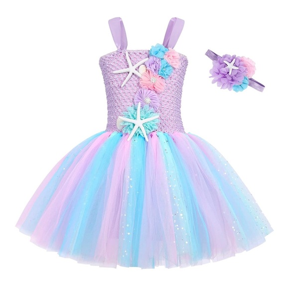 Other - NWT Cotrio Mermaid Tulle Tutu Dress Girls Mermaid Party Princess Dress